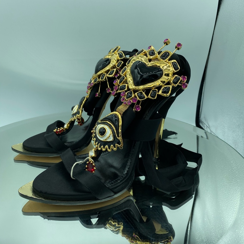 DSquared2 Treasure Ribbon Bejeweled Satin Sandals